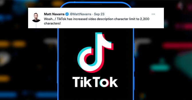 TikTok video description character count increased